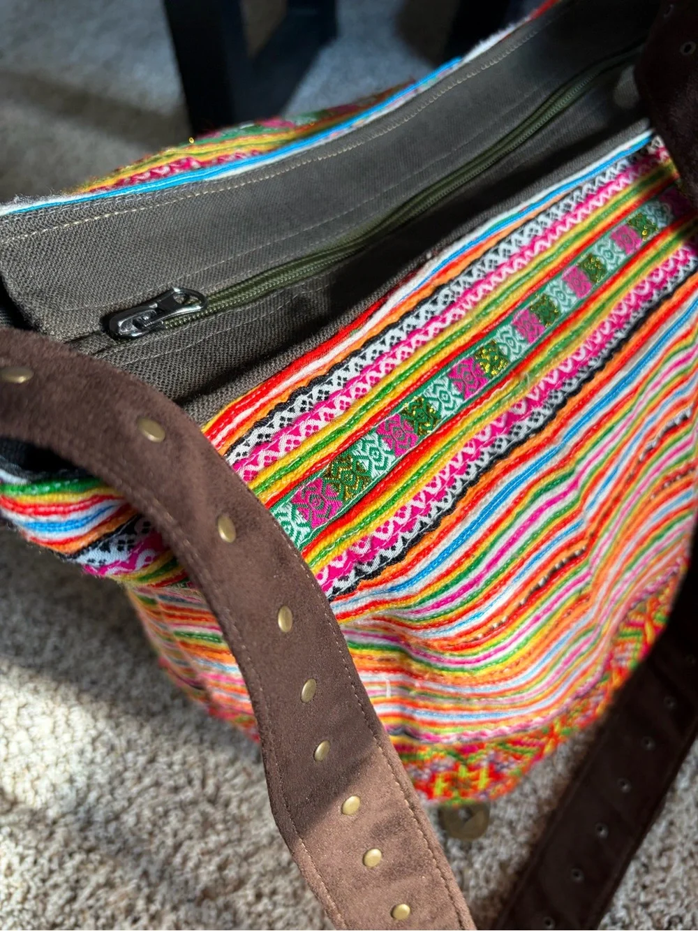 Made in Thailand. Handcrafted Multicolor embroidered Ethnic Crossbody Bag